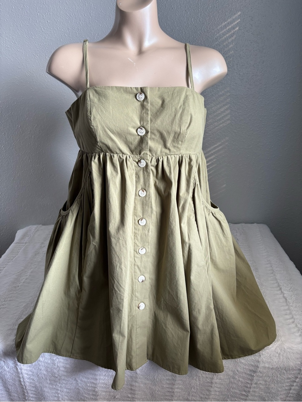 Baby Doll Green Dress Spring Summer boho whimsical Cottagecore New
